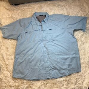 Wrangler Men's Casual Light Blue short sleeve Button Down Shirt 3XL lightweight